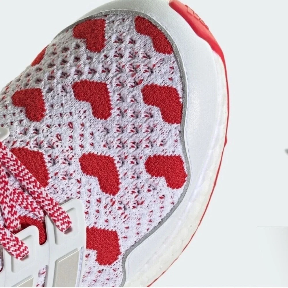 NWT Adidas boost valentines edition White and Red Heart running shoes 8
